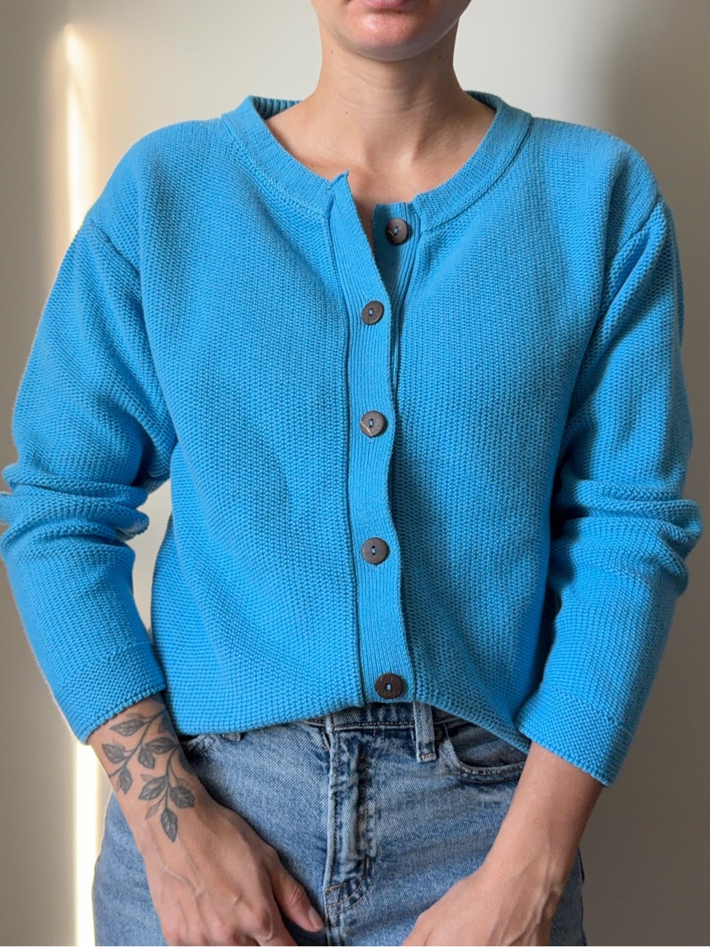 Vintage 100% Cotton Blue Cardigan